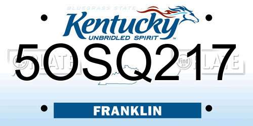 5OSQ217 Kentucky License Plate
