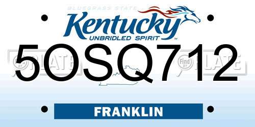 5OSQ712 Kentucky License Plate