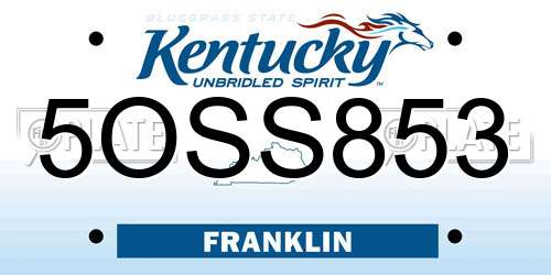 5OSS853 Kentucky License Plate