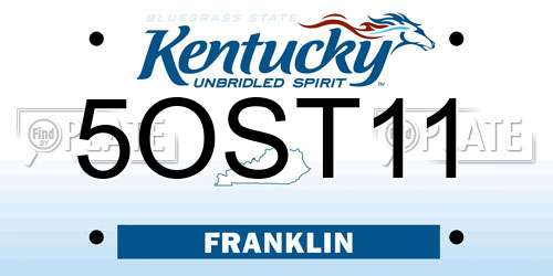 5OST11 Kentucky License Plate