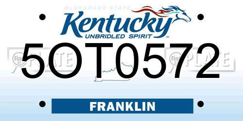 5OT0572 Kentucky License Plate