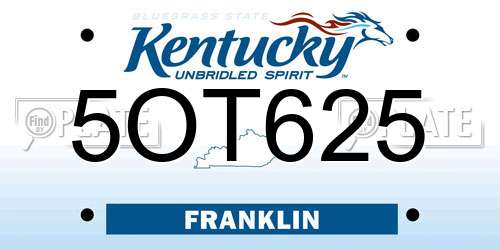 5OT625 Kentucky License Plate