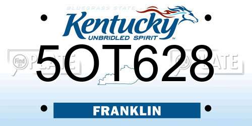5OT628 Kentucky License Plate