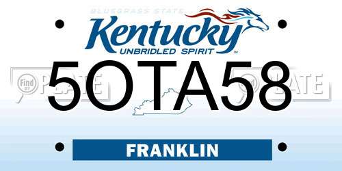 5OTA58 Kentucky License Plate
