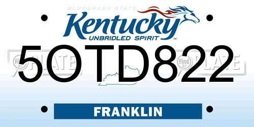 5OTD822 Kentucky License Plate