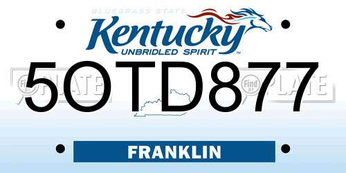 5OTD877 Kentucky License Plate