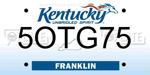 5OTG75 Kentucky License Plate