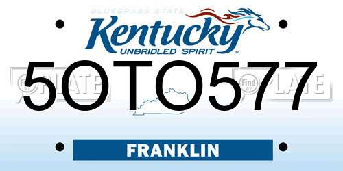 5OTO577 Kentucky License Plate