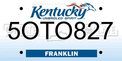 5OTO827 Kentucky License Plate