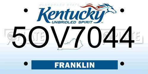 5OV7044 Kentucky License Plate