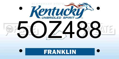 5OZ488 Kentucky License Plate