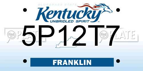 5P12T7 Kentucky License Plate