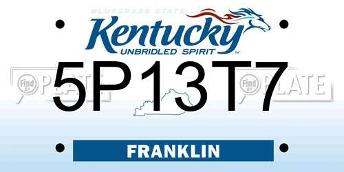 5P13T7 Kentucky License Plate