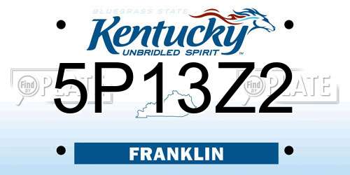 5P13Z2 Kentucky License Plate