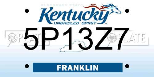 5P13Z7 Kentucky License Plate