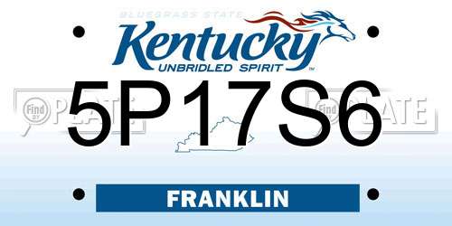 5P17S6 Kentucky License Plate