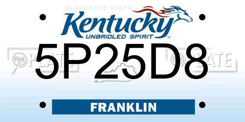 5P25D8 Kentucky License Plate