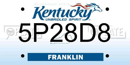 5P28D8 Kentucky License Plate