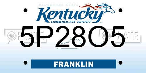 5P28O5 Kentucky License Plate