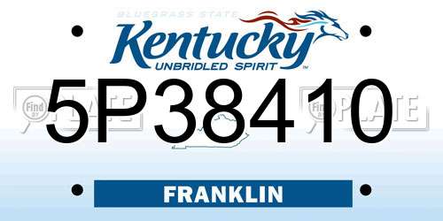 5P38410 Kentucky License Plate