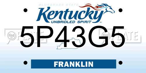 5P43G5 Kentucky License Plate