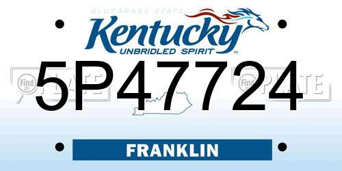 5P47724 Kentucky License Plate
