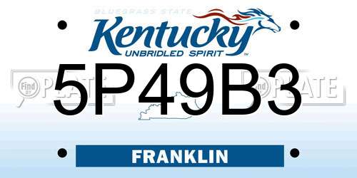 5P49B3 Kentucky License Plate