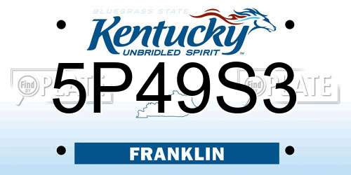 5P49S3 Kentucky License Plate