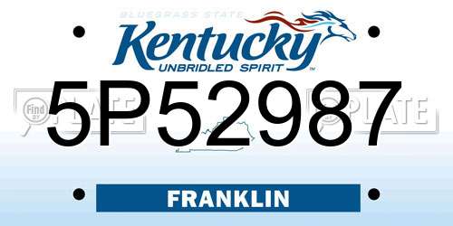 5P52987 Kentucky License Plate
