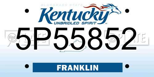 5P55852 Kentucky License Plate