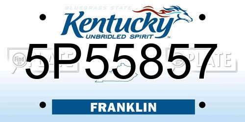 5P55857 Kentucky License Plate