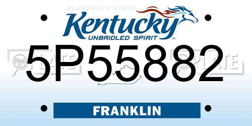 5P55882 Kentucky License Plate