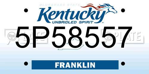 5P58557 Kentucky License Plate