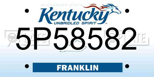 5P58582 Kentucky License Plate