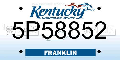 5P58852 Kentucky License Plate