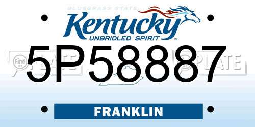 5P58887 Kentucky License Plate
