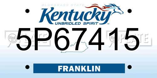5P67415 Kentucky License Plate