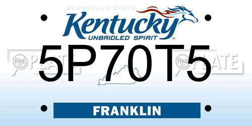 5P70T5 Kentucky License Plate
