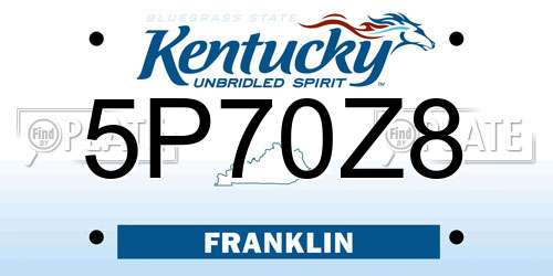 5P70Z8 Kentucky License Plate