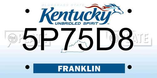 5P75D8 Kentucky License Plate