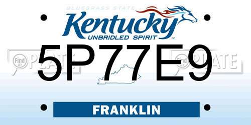 5P77E9 Kentucky License Plate