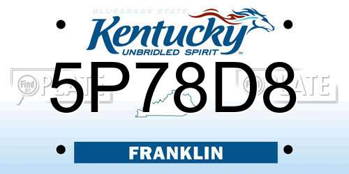 5P78D8 Kentucky License Plate