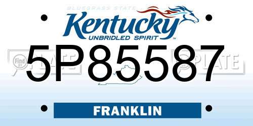 5P85587 Kentucky License Plate