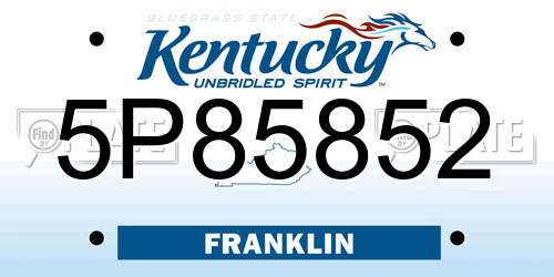 5P85852 Kentucky License Plate