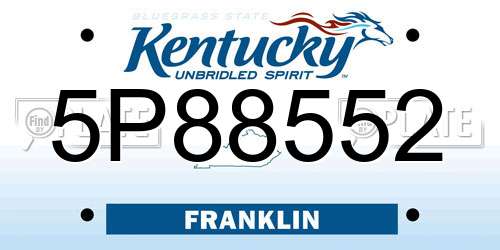 5P88552 Kentucky License Plate