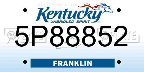 5P88852 Kentucky License Plate