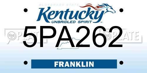 5PA262 Kentucky License Plate