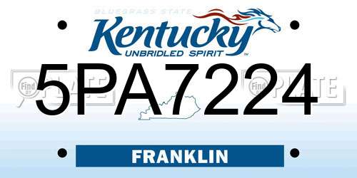 5PA7224 Kentucky License Plate