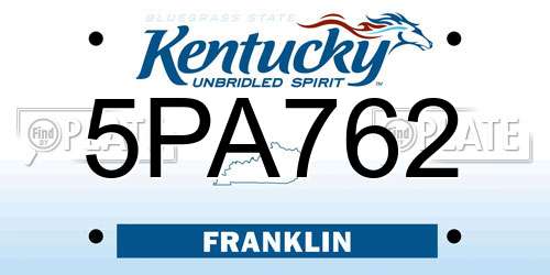 5PA762 Kentucky License Plate