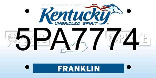 5PA7774 Kentucky License Plate